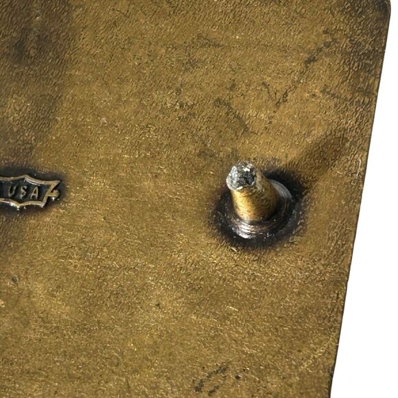 Vintage Electric Power Lineman in Snowshoes‎ Snow Storm Brass Belt Buckle 1970's - Picture 7 of 8